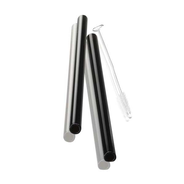 GEFU  Glass Straw FUTURE (set of 4) (18 cm) (Black) (Brush inclusive)