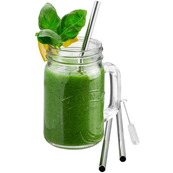 GEFU  Stainless Steel straw FUTURE (set of 4) (18 cm) (Brush inclusive)