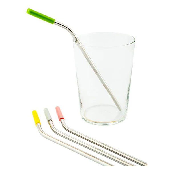 Koala  Glass Straws curved & color coded - Set of 4