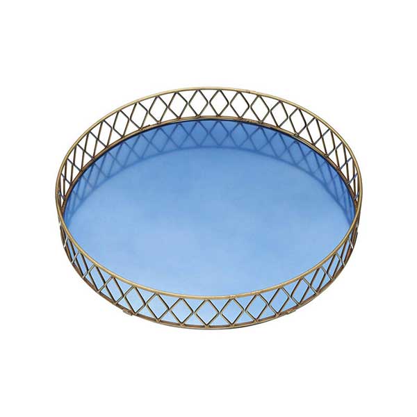 BarCraft  Serving Tray Blue Brass Finish