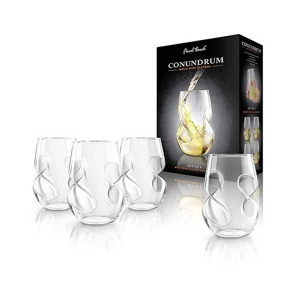 Final Touch  Conundrum White Wine Glasses  (Set of 4)
