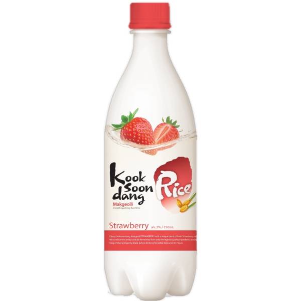 Kook Soon Dang  Stawberry Makgeollii (750 ml) (Pack 20 Bottles)