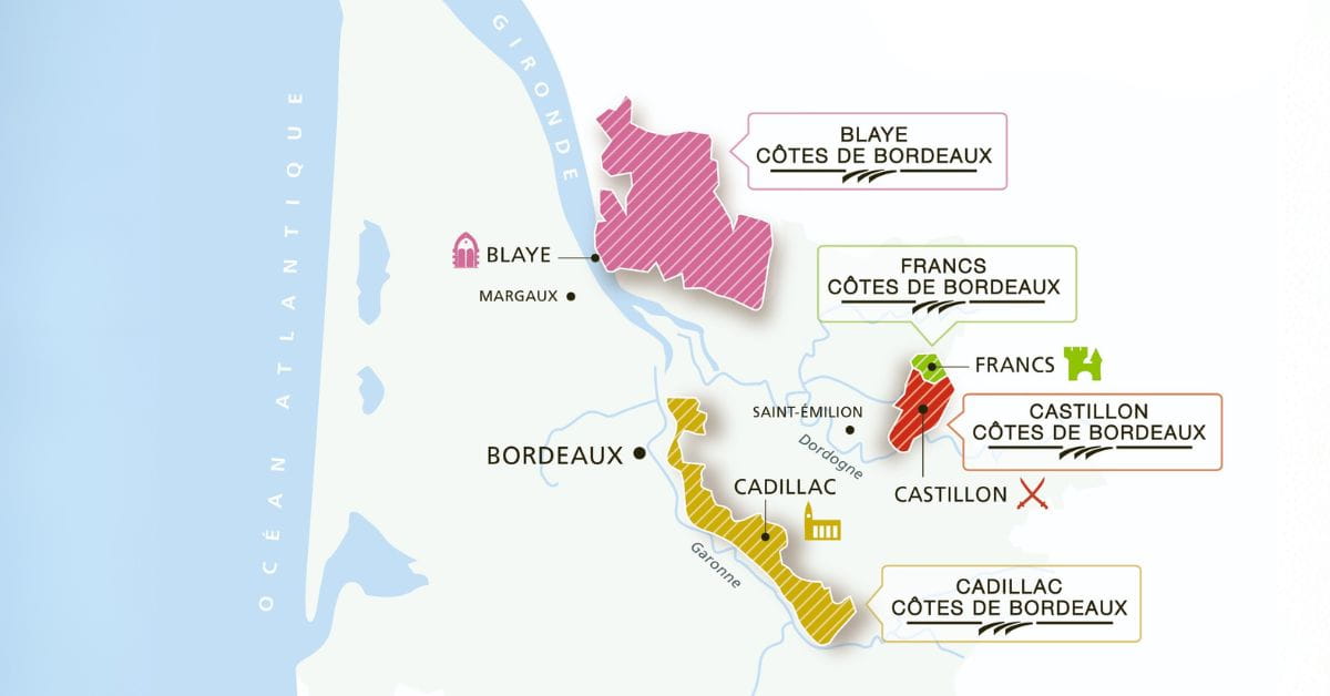 Côtes de Bordeaux Map