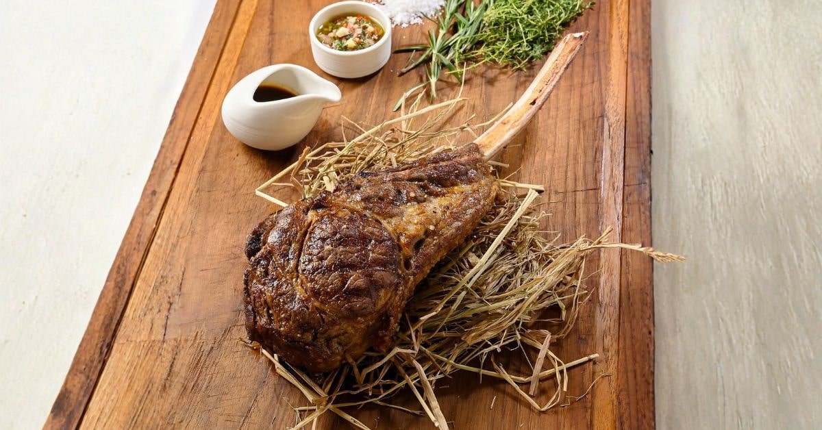 Hay-Smoked Charolais Beef Tomahawk