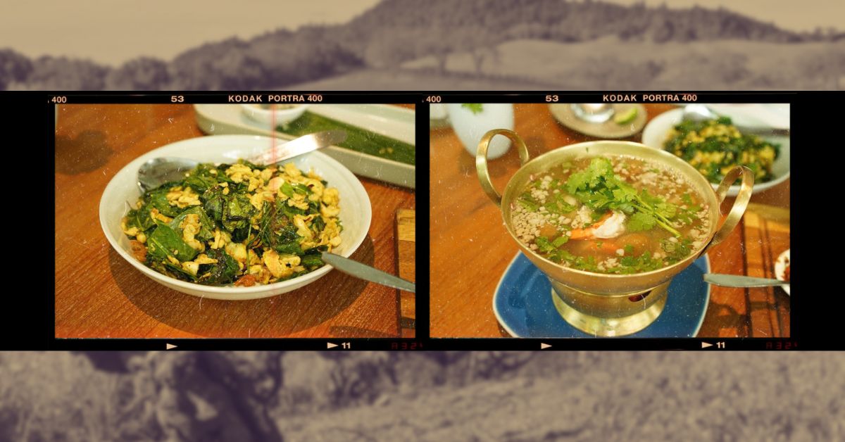 Malindjo Leaves with Egg and minced pork soup with shrimps