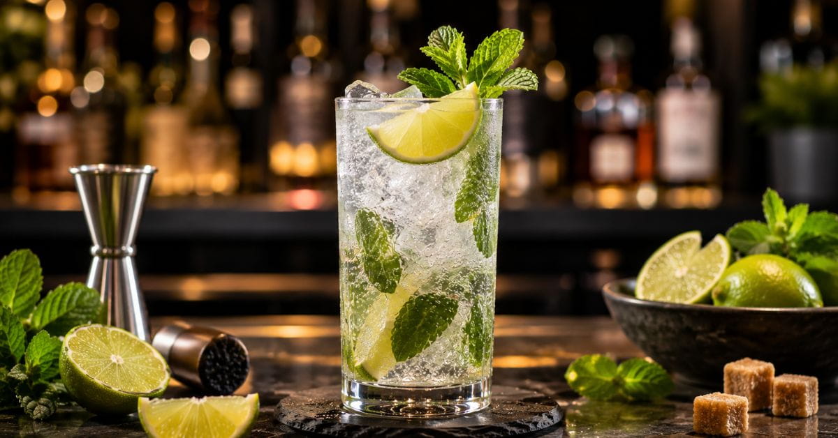 Mojito ค็อกเทลรัมกับสะระแหน่และมะนาว
