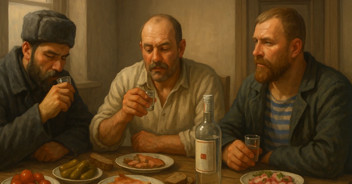 Russian Drinking Vodka