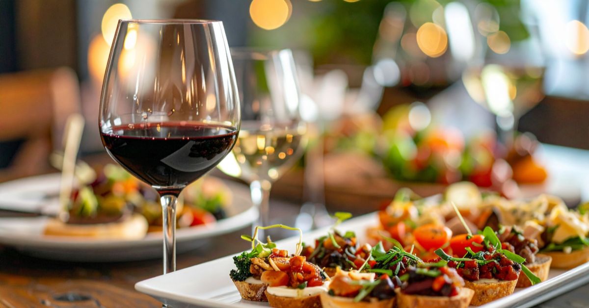red wine and food