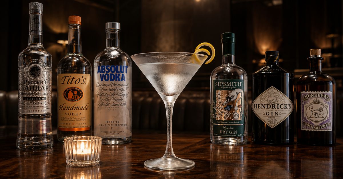 วอดก้าใสในแก้ว Martini สื่อถึงความสะอาดและเนื้อสัมผัสที่ดีสำหรับค็อกเทลใส