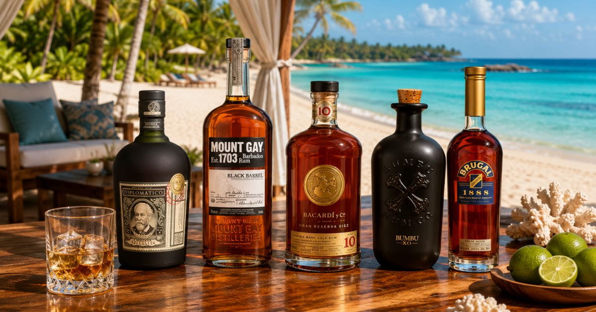 อีก 5 ขวดรัม — Brugal, Bumbu, Bacardi, Mount Gay, Diplomático